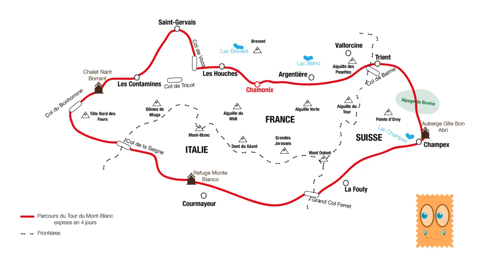 carte tour mont blanc